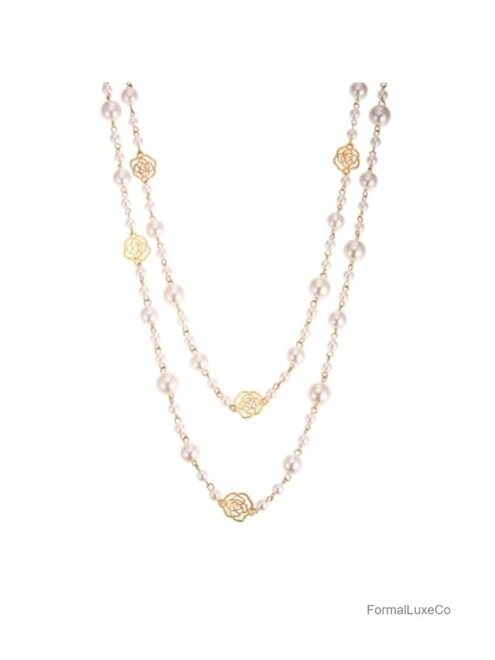 Simulated Pearl Multi Strand Layered Necklace for Women, 29.5" Long Starfish